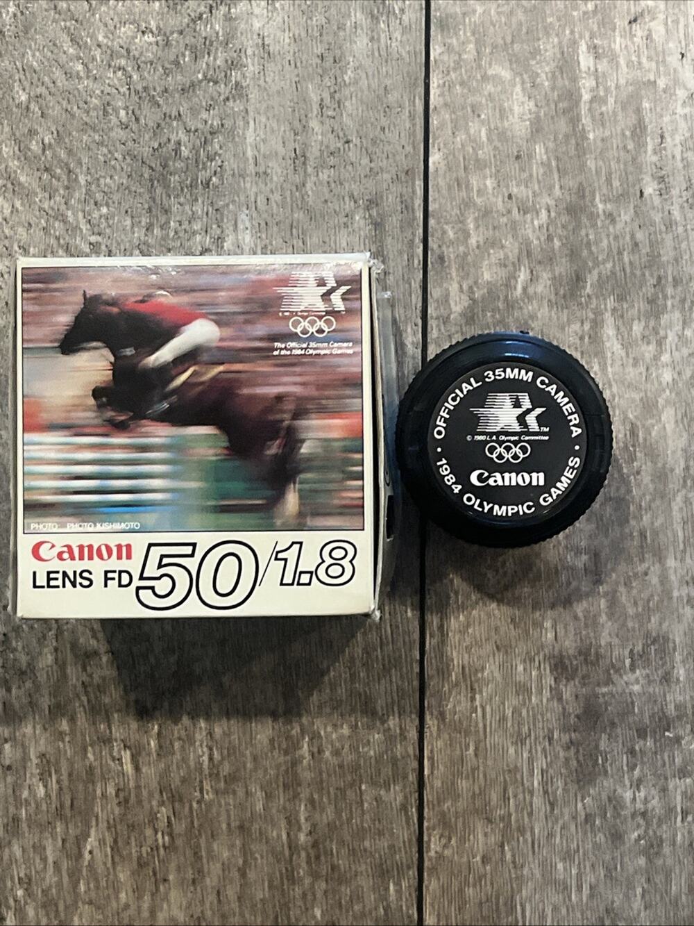 Canon Lens FD 50mm 1:1.8 w/ 1984 Olympic Games Official 35mm Camera Lens Cap